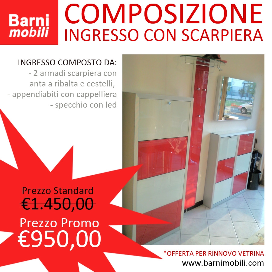 Promo Composizione ingresso con scarpiera da Barni mobili a Milano Promo Composizione ingresso con scarpiera da Barni mobili a Milano